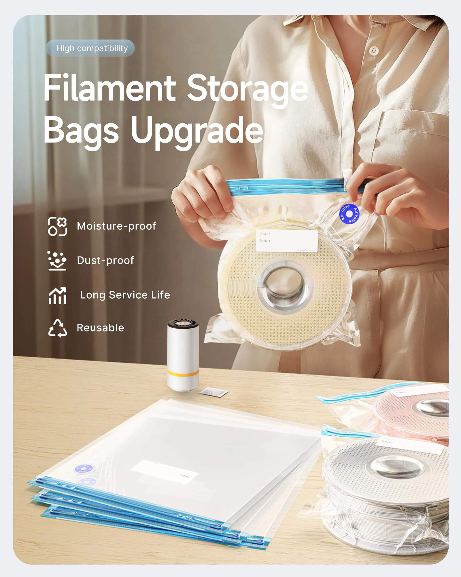 3D Printer Filament Vacuum Bag - 3D Printing Bambu Lab review and price